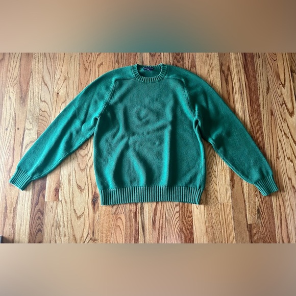 Land’s End Green Pullover Crewneck Sweater 100% Cotton Medium - Picture 1 of 7